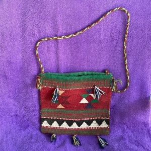 Vintage Kilim Purse Bag Satchel Tote Handwoven Wool Boho Tribal Chic Red